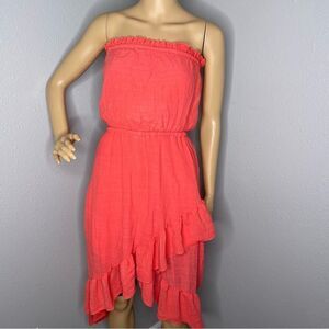 Mod Modele Coral Strapless High Low Ruffled Dress Size Small